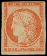 * EMISSION DE 1849 - 5    40c. Orange, Filet Supérieur Touché, B/TB - 1849-1850 Cérès
