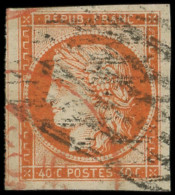 EMISSION DE 1849 - 5    40c. Orange, Grandes Marges, Obl. GRILLE SANS FIN, TB - 1849-1850 Cérès