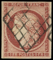EMISSION DE 1849 - 6     1f. Carmin, Obl. GRILLE, TB. Br - 1849-1850 Cérès