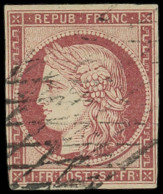 EMISSION DE 1849 - 6     1f. Carmin, Obl. GRILLE SANS FIN, TB - 1849-1850 Ceres