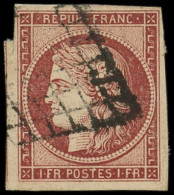 EMISSION DE 1849 - 6B    1f. Carmin-brun, Amorce De Voisin à Gauche, Obl. GRILLE, TB - 1849-1850 Ceres