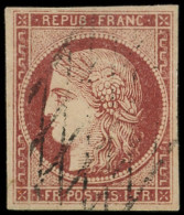 EMISSION DE 1849 - 6B    1f. Carmin-brun, Obl. GRILLE SANS FIN, TB. Br - 1849-1850 Ceres