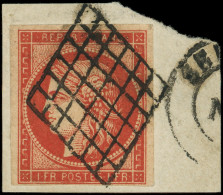EMISSION DE 1849 - 7     1f. VERMILLON VIF De SEDAN, Obl. GRILLE S. Fragt, Nuance Exceptionnelle, TTB - 1849-1850 Cérès