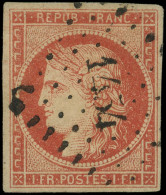 EMISSION DE 1849 - 7a    1f. VERMILLON VIF, Obl. PC 1454 De LES GRES-SOUS-TROYES, Superbe - 1849-1850 Ceres