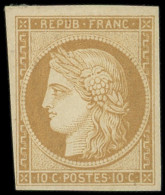 * EMISSION DE 1849 - R1f  10c. Bistre-jaune, REIMPRESSION, TB - 1849-1850 Cérès