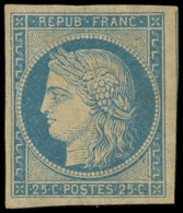 (*) EMISSION DE 1849 - R4d  25c. Bleu, REIMPRESSION, TB - 1849-1850 Cérès