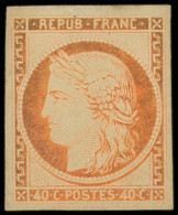 * EMISSION DE 1849 - R5g  40c. Orange, REIMPRESSION, Ch. Un Peu Forte, TB - 1849-1850 Ceres