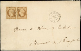 Let PRESIDENCE - 9    10c. Bistre, PAIRE Obl. PC 369 S. Faire-part Incomplet, Càd T15 BERGERAC 8/11/(53), TB. C - 1849-1876: Klassieke Periode