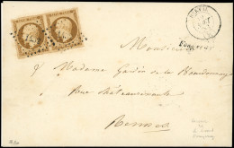 Let PRESIDENCE - 9a   10c. Bistre-brun, PAIRE Obl. PC 1432 S. LSC, Cursive 34/LE GRAND/FOUGERAY Et Càd T15 DERVAL 19/8/5 - 1849-1876: Klassieke Periode