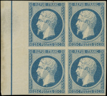 * PRESIDENCE - L10b  25c. Bleu, BLOC De 4 Cdf Avec FILET D'ENCADREMENT, Grande Fraîcheur, Inf. Ch. Sur La Paire Intérieu - 1852 Luigi-Napoleone