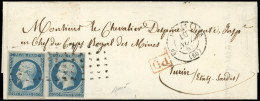 Let PRESIDENCE - 10   25c. Bleu, 2 Ex. (l'un Au Filet Dans Un Angle), Obl. GROS POINTS S. LSC, Càd 2e PARIS 5 10/11/53,  - 1849-1876: Klassieke Periode