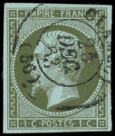 EMPIRE NON DENTELE - 11    1c. Olive, Obl. Càd T15 CLAMECY 25/12/63, TTB - 1853-1860 Napoléon III.