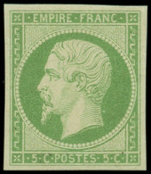 ** EMPIRE NON DENTELE - 12a   5c. Vert-jaune, Petite Froissure Dans La Marge Sup. Ne Touchant Pas Du Tout Le Filet, Frai - 1853-1860 Napoleone III