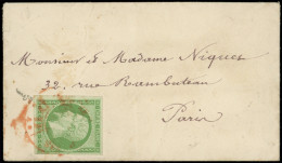 Let EMPIRE NON DENTELE - 12    5c. Vert, Obl. Càd Rouge Des Imprimés PARIS PP S. Petite Env., TTB. Br - 1849-1876: Période Classique