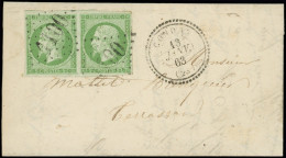 Let EMPIRE NON DENTELE - 12    5c. Vert, PAIRE Obl. GC 1100 S. Petite LAC, Càd T22 CONDAT 13/1/63, Superbe - 1849-1876: Periodo Clásico