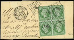 Let EMPIRE NON DENTELE - 12b   5c. Vert Foncé, BLOC De 4 Touché Partiellement, Obl. PC 3041 S. Petite LSC, Càd T15 St DE - 1849-1876: Période Classique