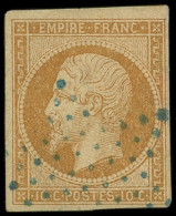 EMPIRE NON DENTELE - 13A  10c. Bistre, T I, Obl. ETOILE BLEUE, TB - 1853-1860 Napoléon III