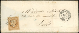 Let EMPIRE NON DENTELE - 13B  10c. Brun Clair, T II, Obl. PC 285 S. Env. VALENTINE, Càd LES BATIGNOLLES 1/9/62, Superbe - 1849-1876: Klassik