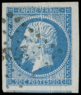 EMPIRE NON DENTELE - 14A  20c. Bleu, T I, PLIS ACCORDEON, Obl. PC, TTB - 1853-1860 Napoleon III