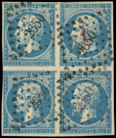 EMPIRE NON DENTELE - 14A  20c. Bleu, T I, Nuance S. Chamoisé, BLOC De 4 Obl. PC 2650 De RENNES, TB - 1853-1860 Napoleone III