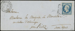 Let EMPIRE NON DENTELE - 14A  20c. Bleu, T I, Obl. GRILLE S. Env., Càd CORPS EXPEDITIONNAIRE D'ITALIE 2e DIVISION 20/9/5 - 1849-1876: Periodo Clásico