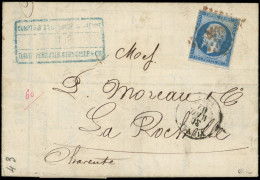 Let EMPIRE NON DENTELE - 14B  20c. Bleu, T II, Marge Au Filet à Gauche, Obl. PC Rouge 3573 (frappe Lourde) S. LAC, Càd T - 1849-1876: Periodo Classico