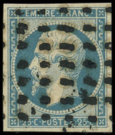 EMPIRE NON DENTELE - 15   25c. Bleu, Obl. GROS POINTS, TB. C - 1853-1860 Napoleon III