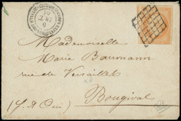 Let EMPIRE NON DENTELE - 16   40c. Orange, Effl. En Bas à Droite, Obl. GRILLE S. Petite Env., Càd CORPS EXPEDITIONNAIRE  - 1849-1876: Période Classique