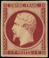 * EMPIRE NON DENTELE - 18a   1f. Carmin Foncé, Assez Fortement Aminci Mais Timbre Néanmoins Très Plaisant Car Très Frais - 1853-1860 Napoléon III.