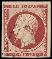 EMPIRE NON DENTELE - 18    1f. Carmin, Obl. PC, Frappe Légère, TTB, Certif. Miro - 1853-1860 Napoléon III.