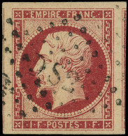 EMPIRE NON DENTELE - 18a   1f. Carmin Foncé, Obl. Los. DS2, 2 Filets De Voisins, Qualité Exceptionnelle - 1853-1860 Napoléon III.