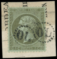 EMPIRE DENTELE - 19    1c. Olive, Obl. OL 2 Fois Sur Fragt, TB - 1862 Napoléon III