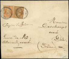 Let EMPIRE DENTELE - 21 Et 23, 10c. Et 40c. Obl. Càd T22 HAUTERIVES 7/10/63 S. Bande De Papiers D'Affaires, Arr. DIE 8/1 - 1849-1876: Classic Period