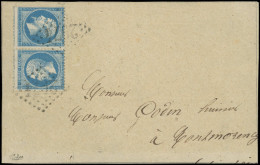 EMPIRE DENTELE - T22b 20c. Bleu, TETE-BECHE, Obl. GC 2674 S. Grand Fragt, TB. C - 1862 Napoléon III