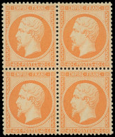 ** EMPIRE DENTELE - 23   40c. Orange, BLOC De 4 Très Bien Centré, Gomme Partiellement Altérée, TB - 1862 Napoléon III