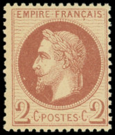 ** EMPIRE LAURE - 26B   2c. Rouge-brun, T II, Fraîcheur Postale, TB - 1863-1870 Napoleone III Con Gli Allori