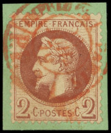 EMPIRE LAURE - 26B   2c. Rouge-brun Clair, T II, Obl. Càd ROUGE Des Imprimés S. Fragt, TTB - 1863-1870 Napoléon III Lauré