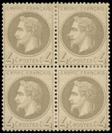 * EMPIRE LAURE - 27B   4c. Gris, T II, BLOC De 4 Très Bien Centré, TB - 1863-1870 Napoleon III With Laurels