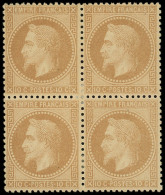 * EMPIRE LAURE - 28B  10c. Bistre, T II, BLOC De 4, Très Bien Centré, TB - 1863-1870 Napoleone III Con Gli Allori