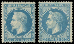 ** EMPIRE LAURE - 29A Et 29B, 20c. Bleu T I Et T II, TB - 1863-1870 Napoleon III With Laurels
