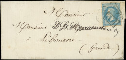 Let EMPIRE LAURE - 29B  20c. Bleu, T II, Obl. P.P Noir Encadré Et Taxe 30 Au Tampon S. LSC De ATTIGNY 13/3/71 Pour LIBOU - 1849-1876: Classic Period