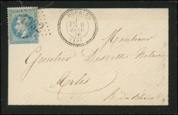 Let EMPIRE LAURE - 29Bb 20c. Bleu, T II, A LA CORNE, Obl. GC 4932 S. Env., Càd T24 MOURIES 6/1/70, Superbe - 1849-1876: Periodo Classico