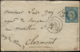 Let SIEGE DE PARIS - 37   20c. Bleu, Obl. GC 2145 S. LAC, Càd T17 LYON 8/6/72, Lettre Non Taxée, N°37 Sans Doute Pris Po - 1849-1876: Klassik