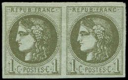 * EMISSION DE BORDEAUX - 39C   1c. Olive, R III, PAIRE, TB. Br - 1870 Bordeaux Printing