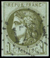 EMISSION DE BORDEAUX - 39A   1c. Olive, R I, Obl. GC 1784, Belle Nuance, TB - 1870 Emission De Bordeaux