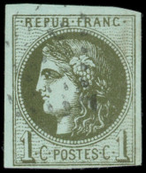 EMISSION DE BORDEAUX - 39Cb  1c. Olive Foncé, R III, Oblitération Légère, TB - 1870 Ausgabe Bordeaux