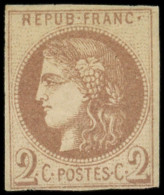 * EMISSION DE BORDEAUX - 40Aa  2c. Chocolat, R I, Infime Adh., TB. C - 1870 Bordeaux Printing