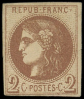 * EMISSION DE BORDEAUX - 40Ac  2c. Chocolat FONCE, R I, TB. C - 1870 Emission De Bordeaux