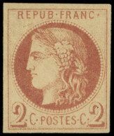 * EMISSION DE BORDEAUX - 40Ad  2c. Brun-rouge, Impr. Dépouillée Dite De Tours, Ch. Très Légère, TTB - 1870 Emission De Bordeaux