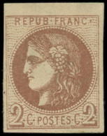 * EMISSION DE BORDEAUX - 40Bb  2c. Marron, R II, Petit Bdf, Gomme Mate, TB, Certif. JF Brun - 1870 Ausgabe Bordeaux